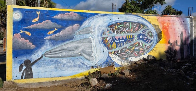 mural in Puerto San Carlos by artist unknown.