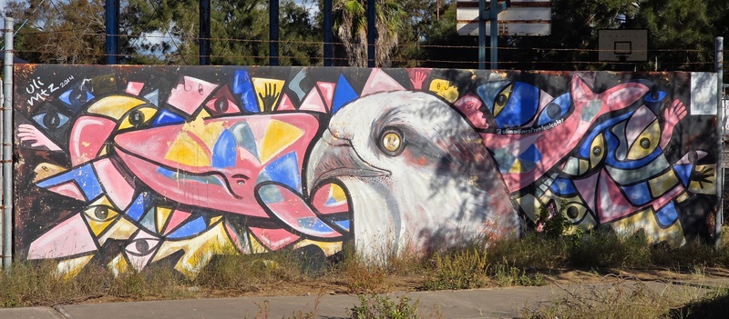 mural in Puerto San Carlos by artist unknown.