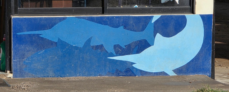 mural in Puerto San Carlos by artist unknown.