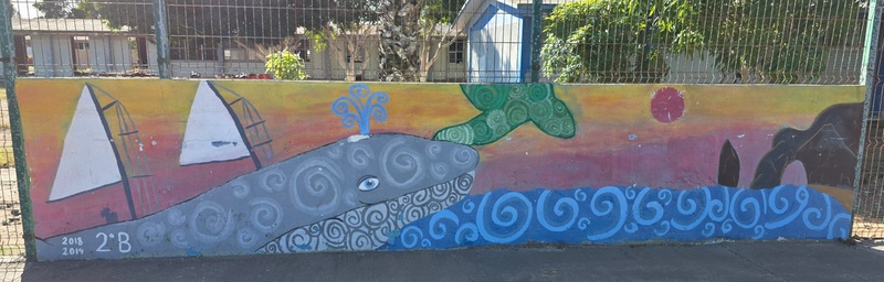 mural in Puerto San Carlos by artist unknown.