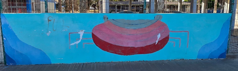 mural in Puerto San Carlos by artist unknown.