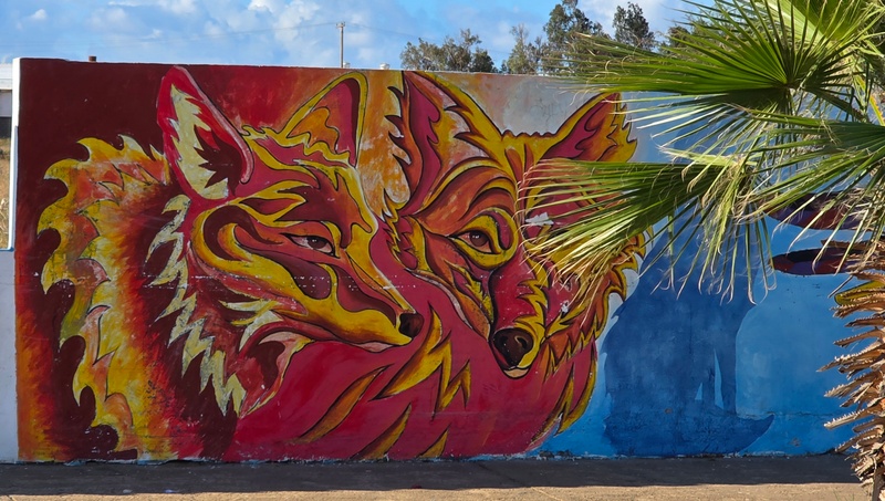 mural in Puerto San Carlos by artist unknown.