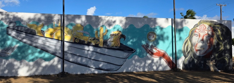 mural in Puerto San Carlos by artist unknown.