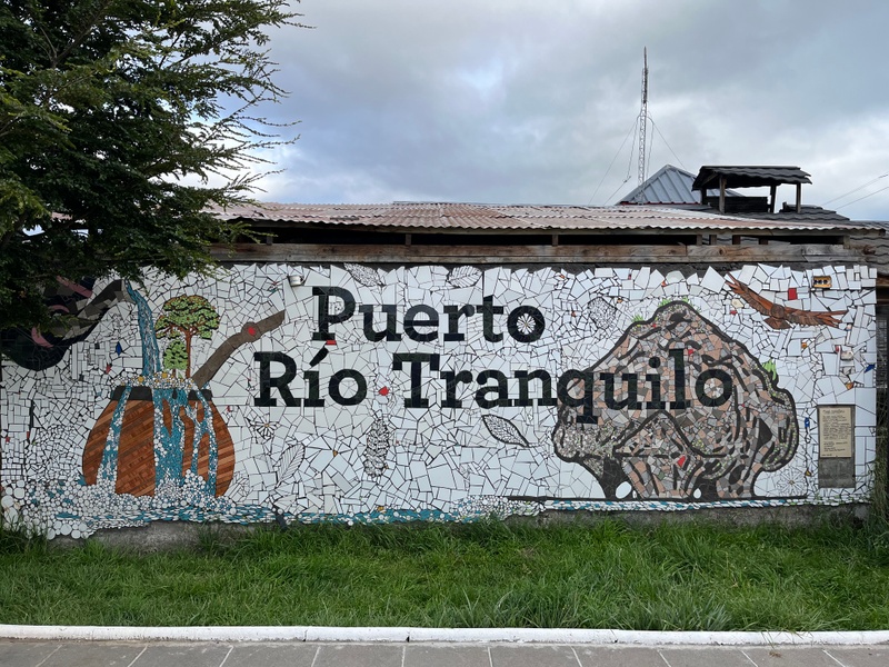 mural in Puerto RÃo Tranquilo by artist unknown.