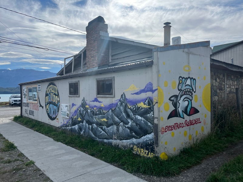mural in Puerto RÃo Tranquilo by artist unknown.