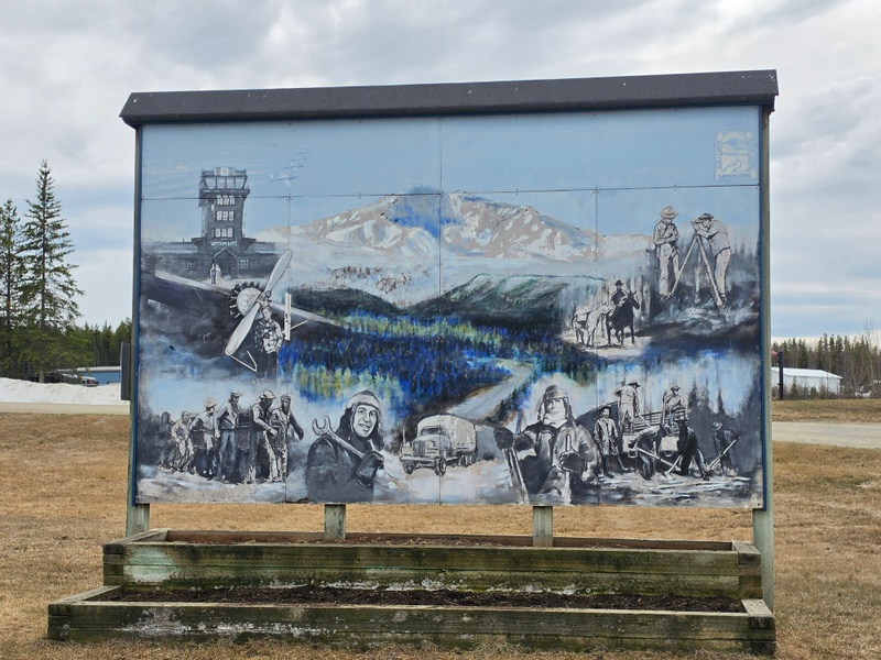 mural in Watson Lake by artist unknown.