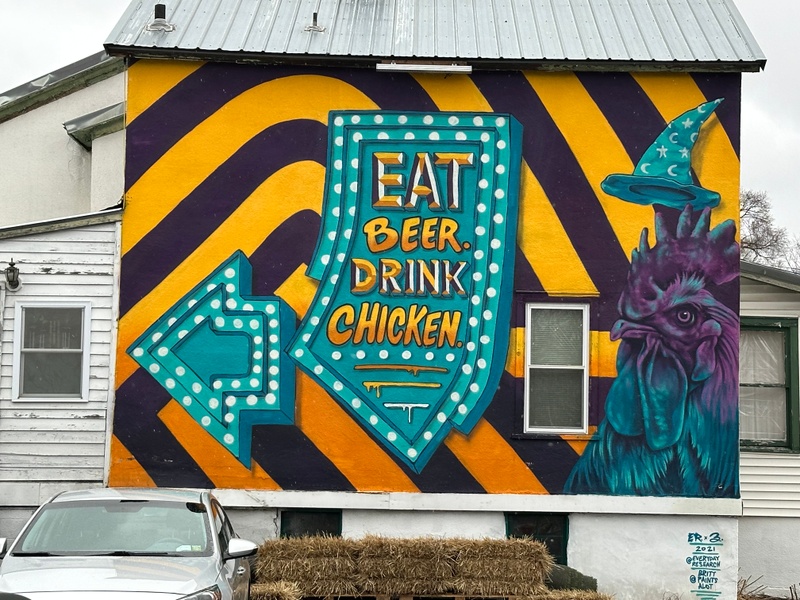 mural in Ithaca by artist unknown.