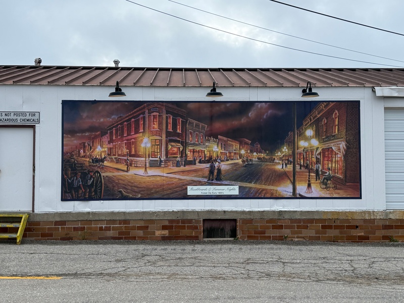 mural in Forest City by artist unknown.
