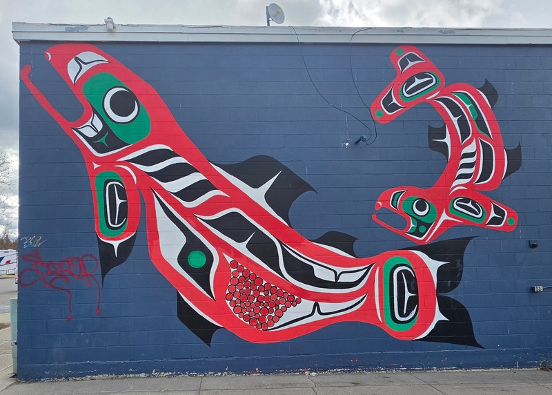 mural in Whitehorse by artist unknown.