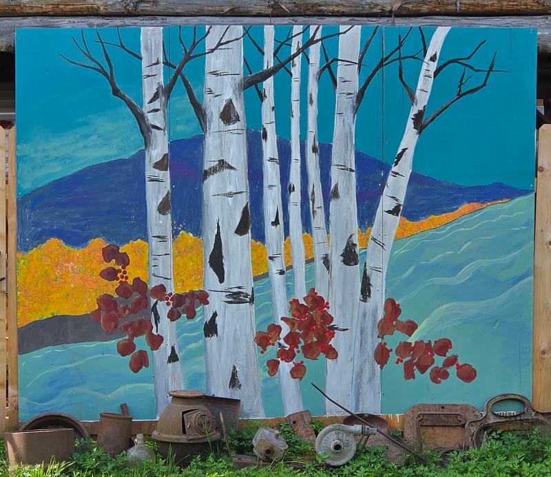 mural in Talkeetna by artist unknown.