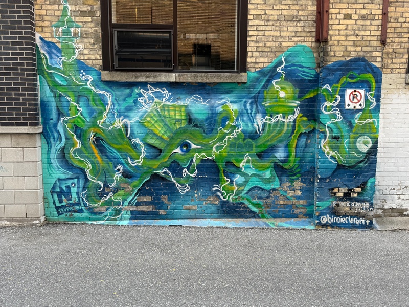 mural in Kitchener by artist unknown.