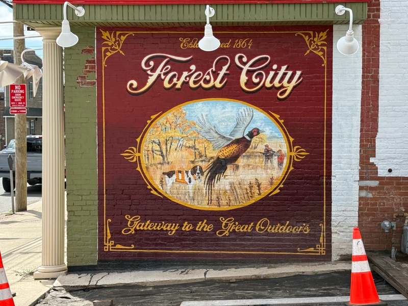 mural in Forest City by artist unknown.