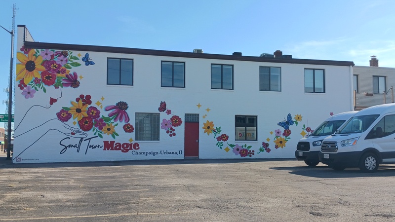 mural in Champaign by artist Leslie Kimble.