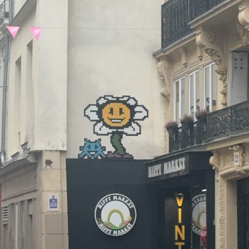 mural in Paris by artist Invader.