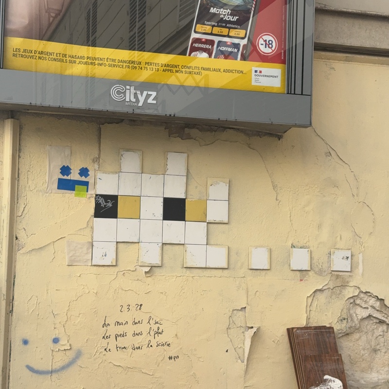 mural in Paris by artist Invader.