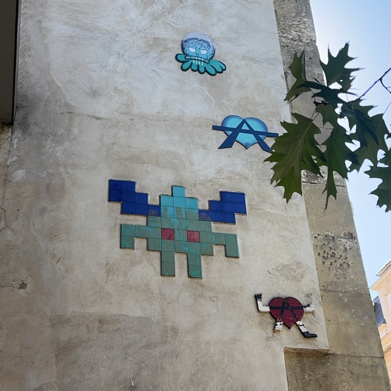 mural in Paris by artist Invader.