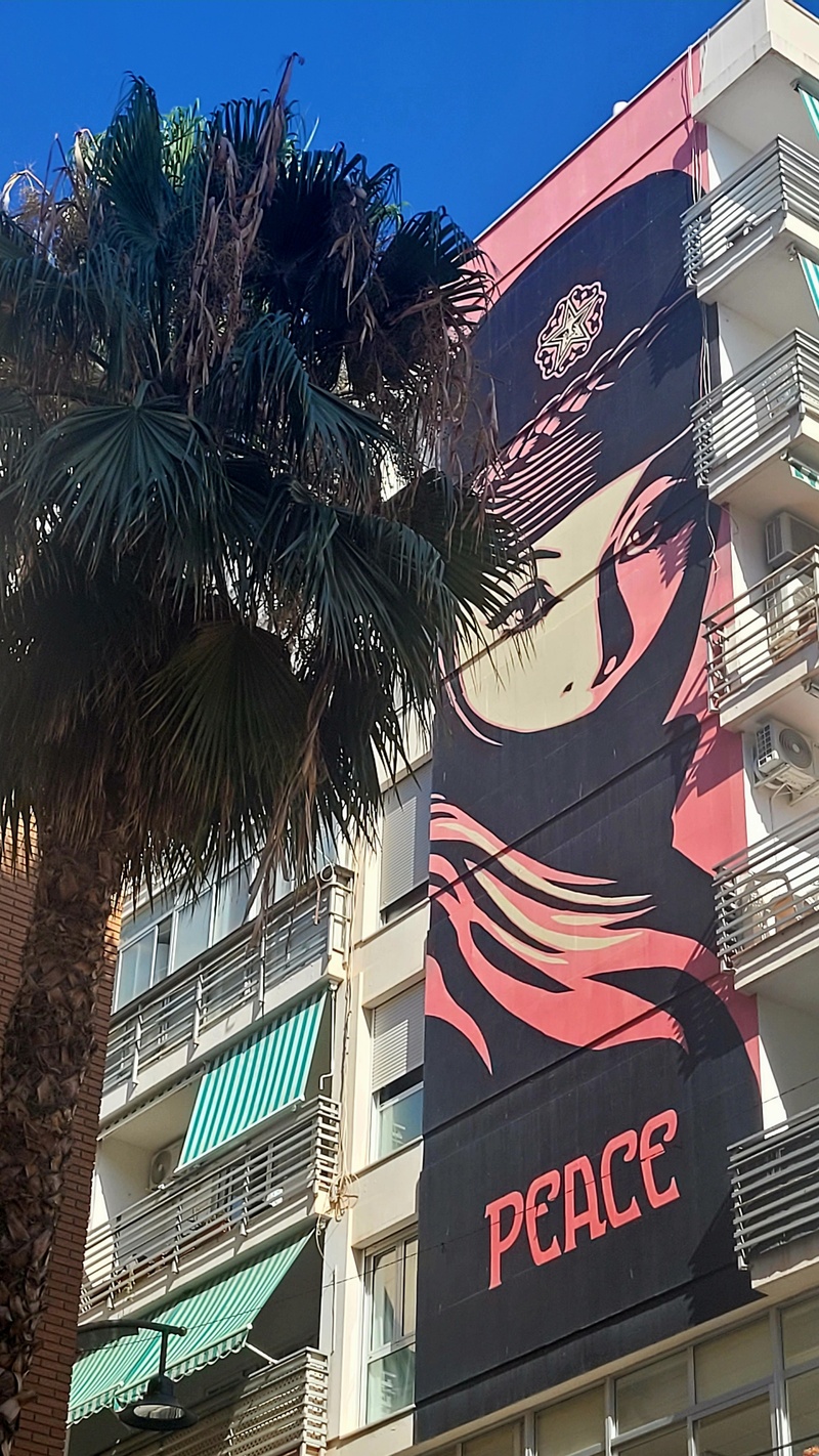 mural in Málaga by artist Shepard Fairey.