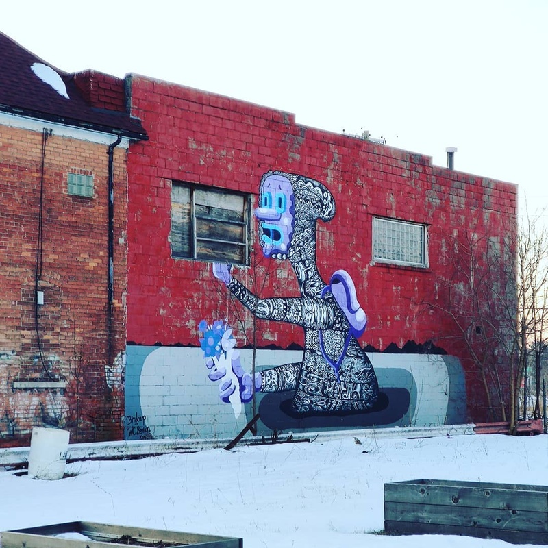 mural in Detroit by artist Birdcap.
