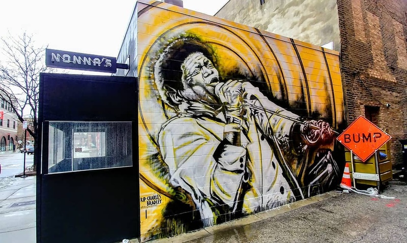 mural in Chicago by artist Joe Miller. Tagged: Charles Bradley, music