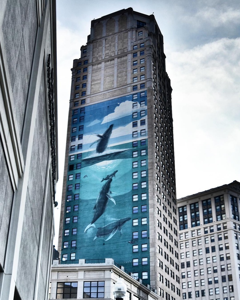 mural in Detroit by artist Wyland. Tagged: animals