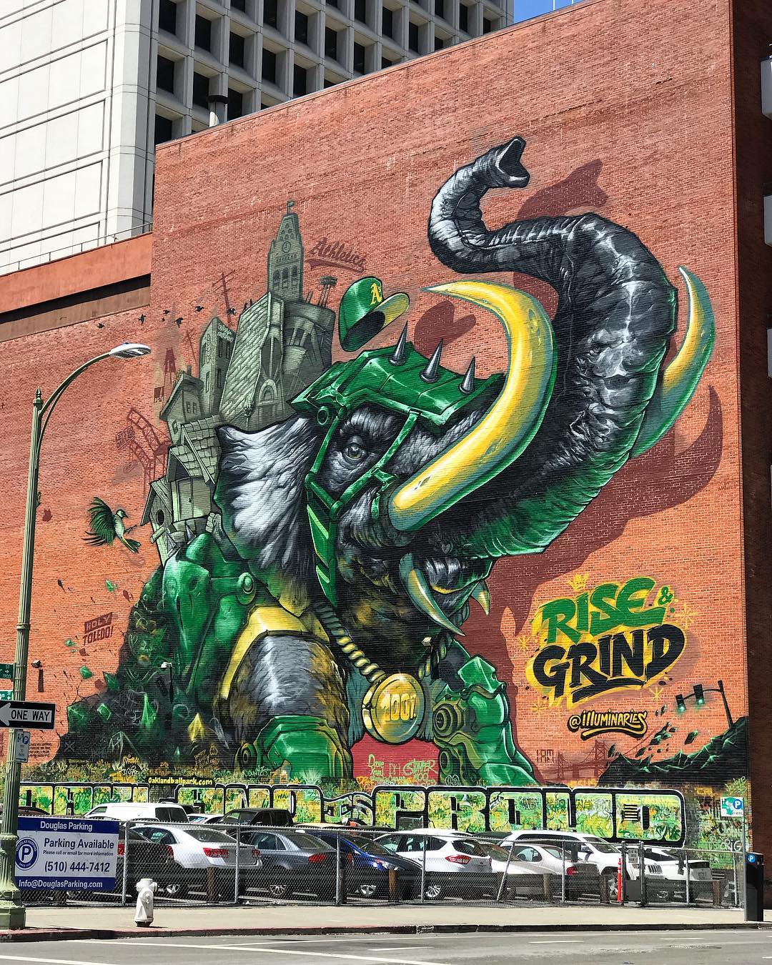 mural in Oakland by artist illuminaries. Tagged: animals, Oakland Athletics, sports