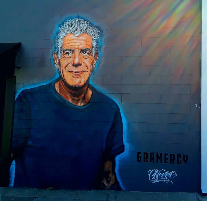 mural in Santa Monica by artist Jonas Never. Tagged: Anthony Bourdain