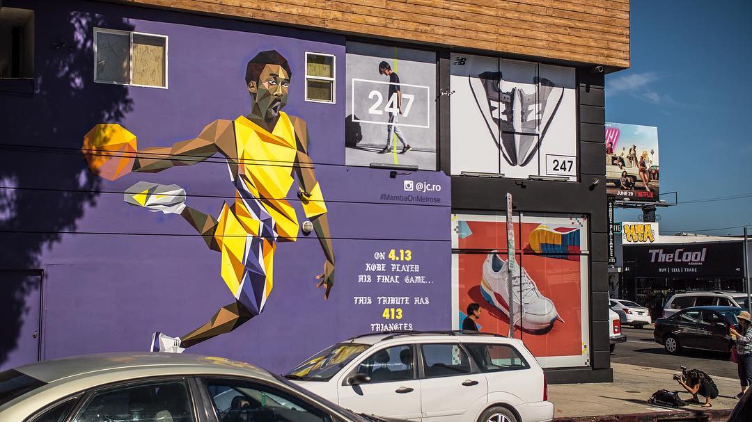 mural in Los Angeles by artist JC Ro. Tagged: Kobe Bryant, Los Angeles Lakers, sports