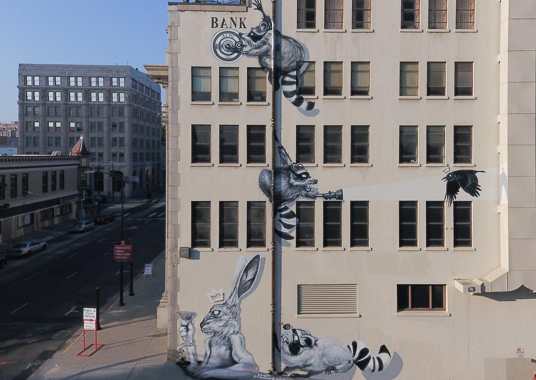 mural in Sacramento by artist Brett Crawford. Tagged: animals