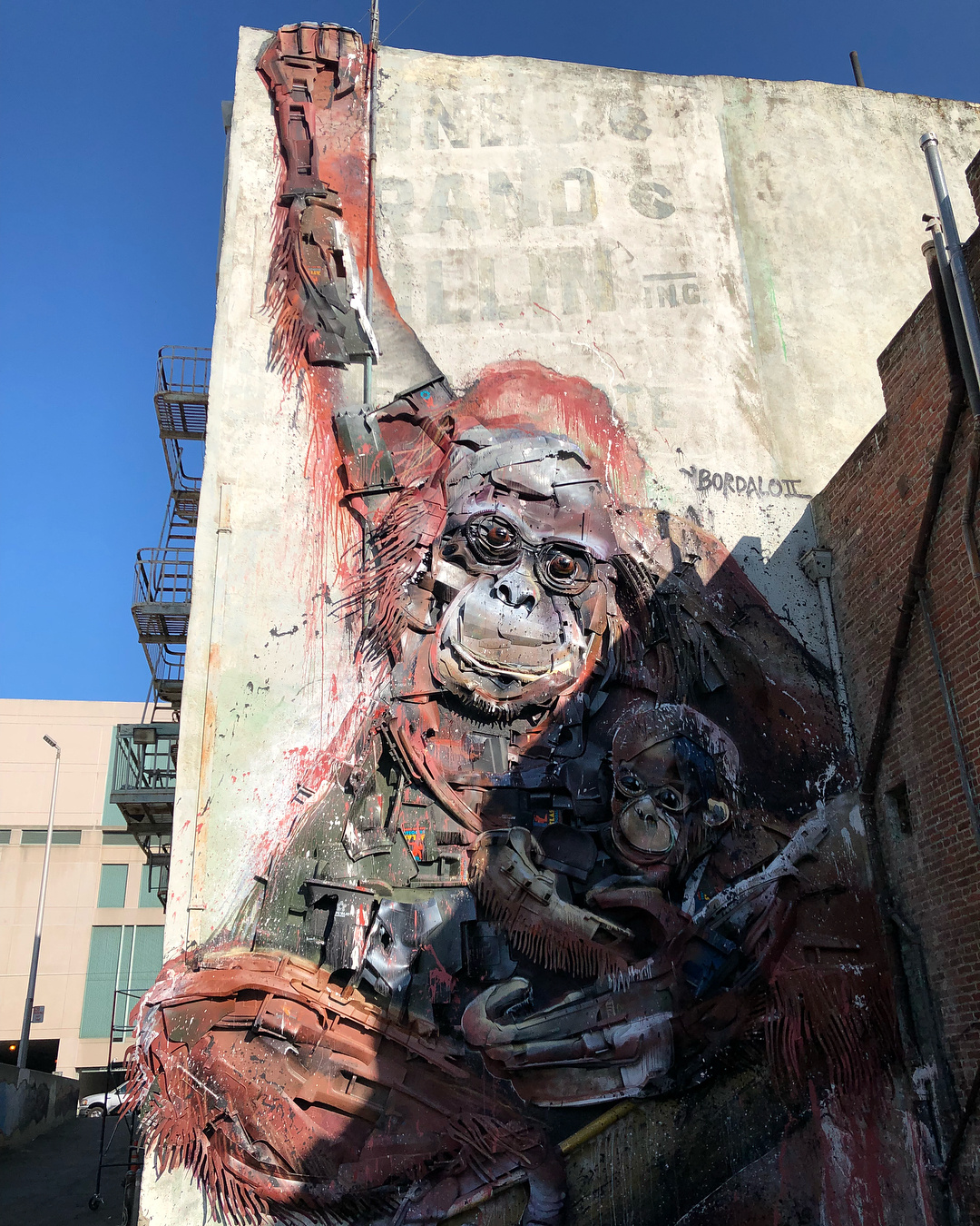 mural in Sacramento by artist Bordalo II. Tagged: animals