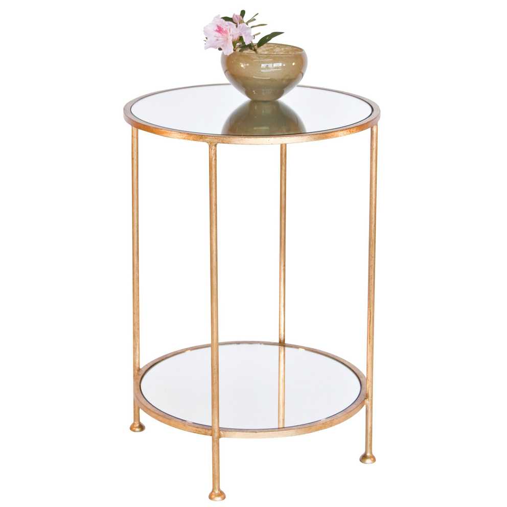 Worlds Away Chico Small 2 Tier Gold Leaf Side Table Mirror Top Throughout Small Table Mirror (Photo 6 of 15)