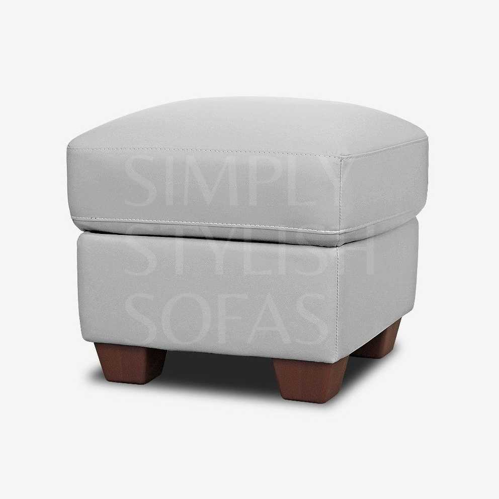Pebble Grey Leather Footstool Storage Ottoman In Leather Footstools And Pouffes (Photo 12 of 15)