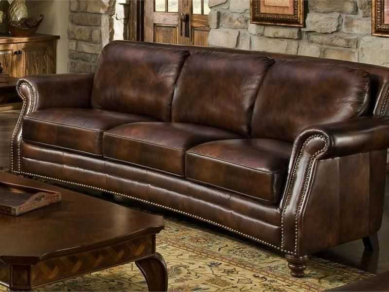 Sofa Brown Leather Sofas With Nailhead Trim (13 of 20 Photos)