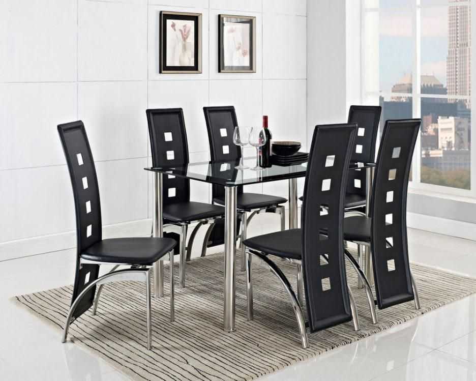 Dining Room Black Glass Extending Dining Tables 6 Chairs (15 of 20
