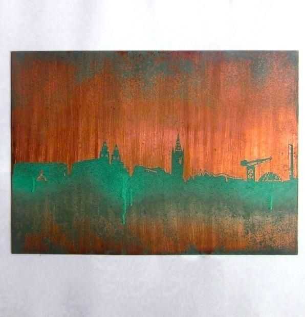 Copper Wall Art Abstract Modern Triptych Painting Copper Wall Art Within Abstract Wall Art Australia (Photo 13 of 20)