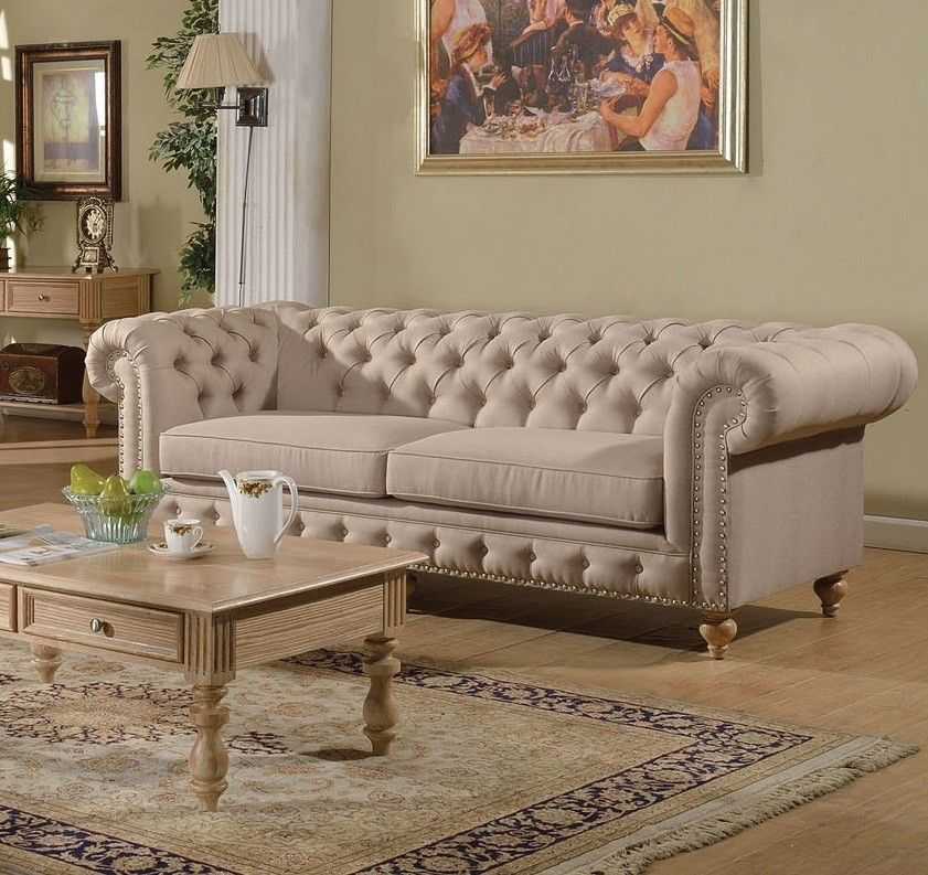Awesome Tufted Linen Sofa 70 Modern Sofa Design With Tufted Linen Pertaining To Tufted Linen Sofas (Photo 1 of 10)