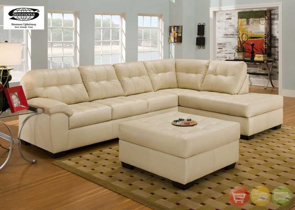 soho contemporary ivory bonded leather sectional sofa