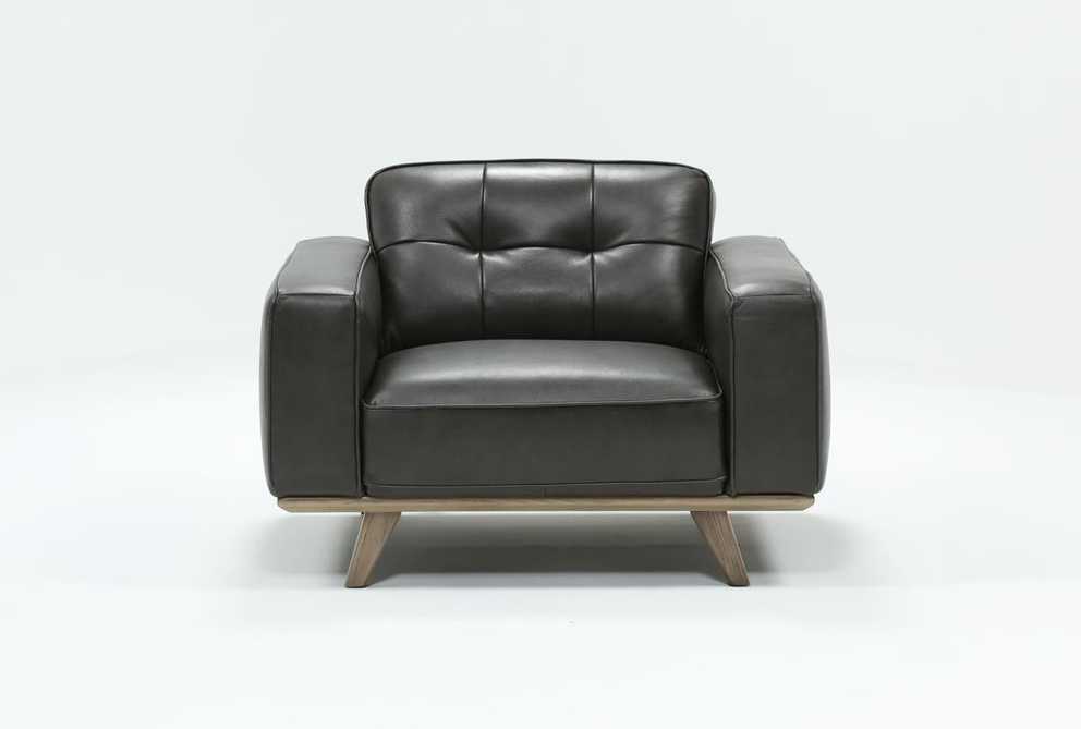 caressa leather dark grey sofa