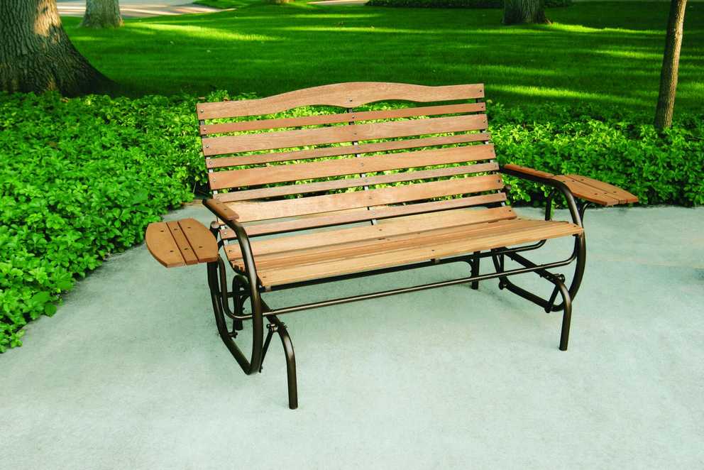 Patio Seating Hardwood Porch Glider Benches (19 of 25 Photos)