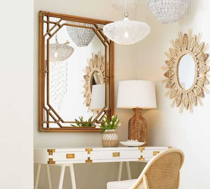 Mirror Rattan Wrapped Wall Mirrors (10 of 15 Photos)