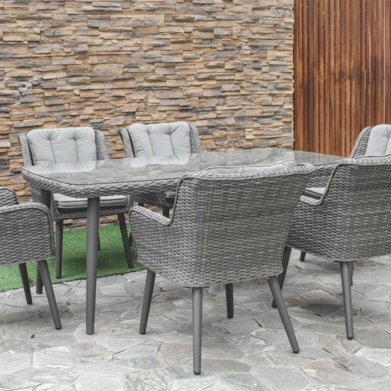 Maze Rattan Florence 6 Seater Dining Set Inside Gray Wicker Round Patio Dining Sets (Photo 15 of 15)