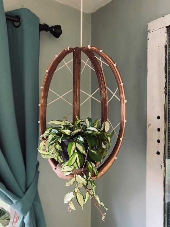 Eggshell Plant Hanger Plant Stand Wood Plant Hanger Indoor – Etsy Throughout Eggshell Plant Stands (Photo 7 of 15)