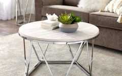 Silver Orchid Henderson Faux Stone Silvertone Round Coffee Tables