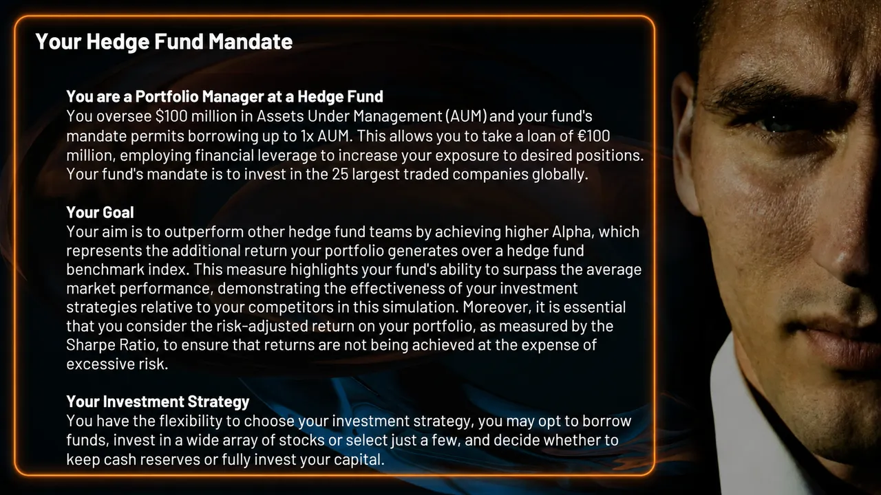 client mandate used in the Portfolio Management simulation