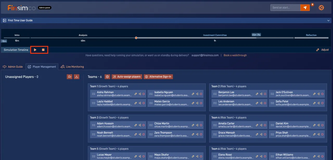 PESTLE Analysis admin panel showing how to pause, stop or resume