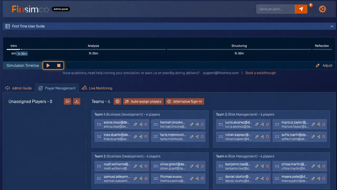 SWOT Analysis admin panel showing how to pause, stop or resume