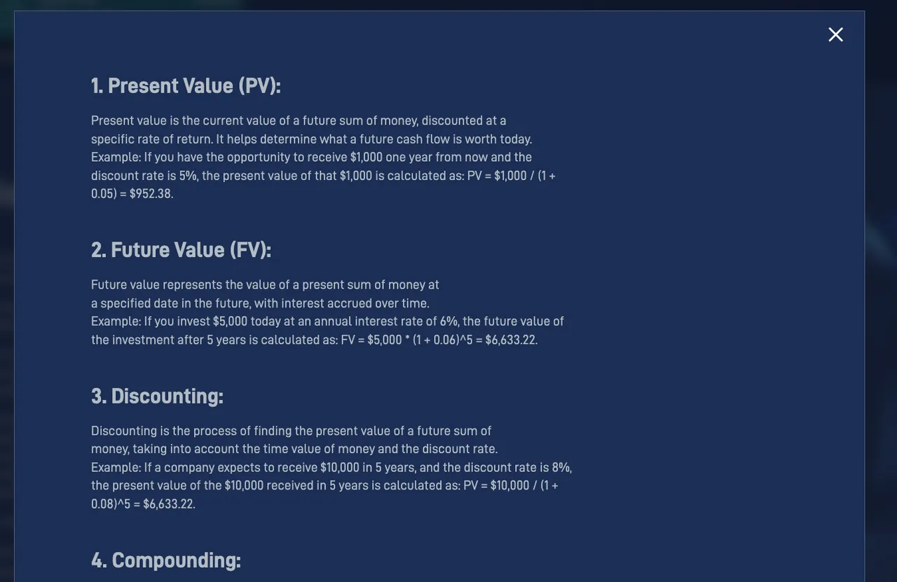 review the TVM concept library used in the Time Value of Money simulation