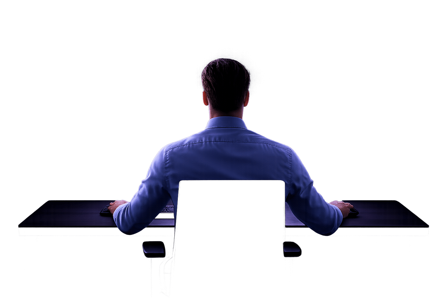 A man sitting behind the table