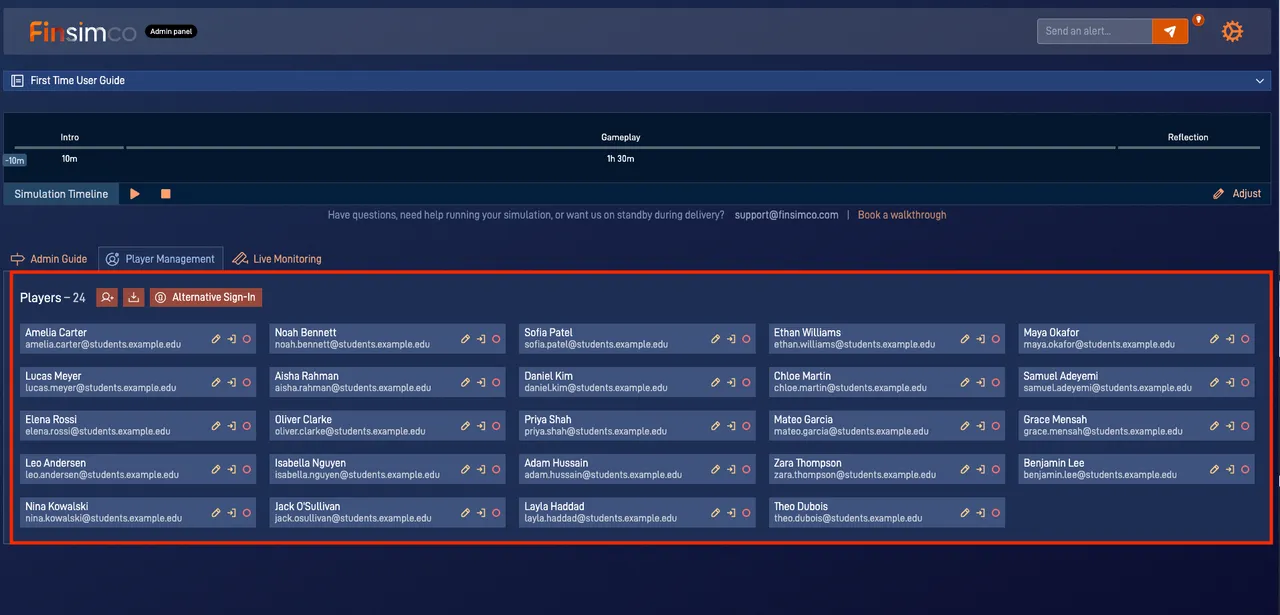 Go To Market admin panel showing how to set up participants