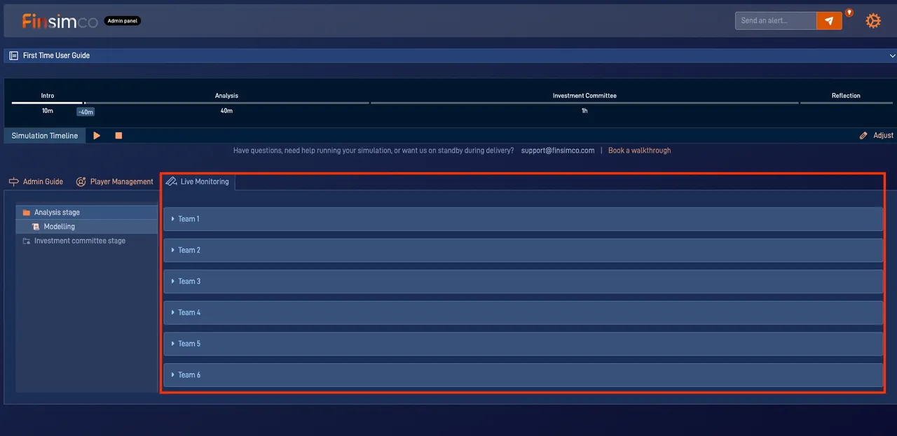 PESTLE Analysis simulation showing how to monitor teams