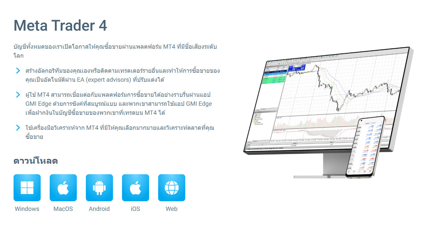 แพลตฟอร์ม MT4 ของ GMI  Markets